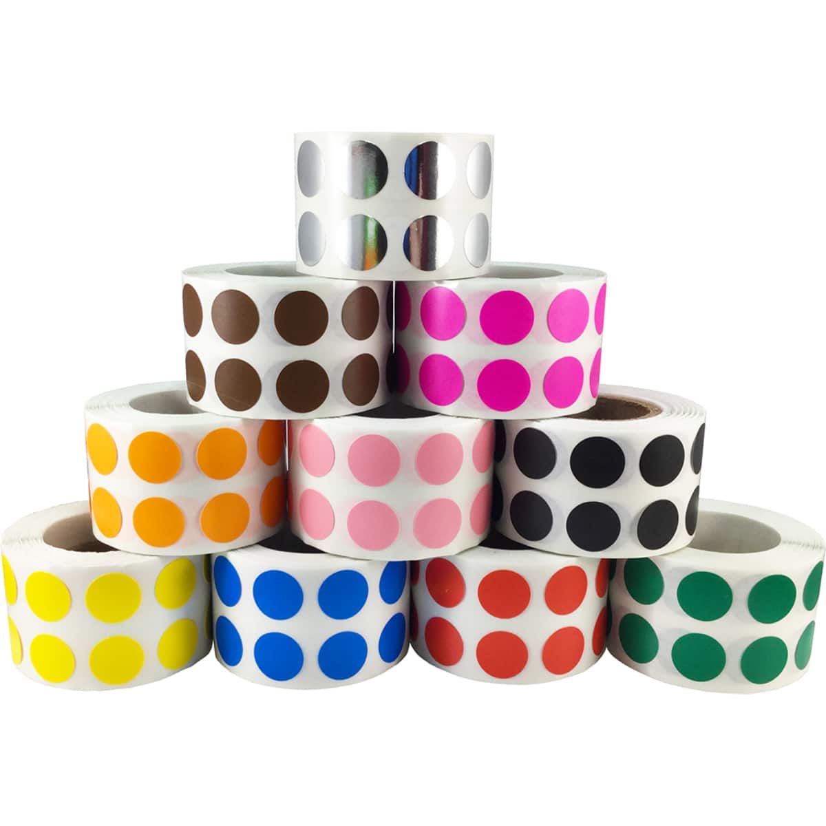 Colored Dot in Bulk Pack of Ten 1/2 Stickers - InStock Labels