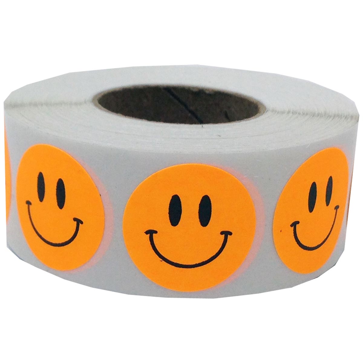 Fluorescent Orange Smiley Face Stickers 3/4