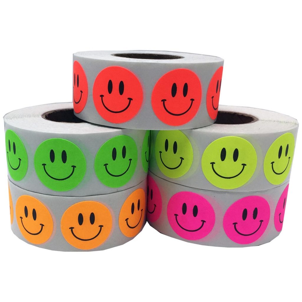 400 Bulk Count of Smile Face Heart Decorative Stickers 4 Rolls of
