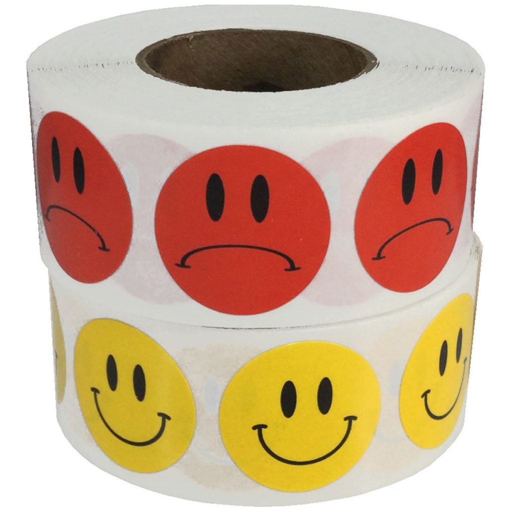 Smiley Face and Sad Face Stickers Combo Pack - InStockLabels.com