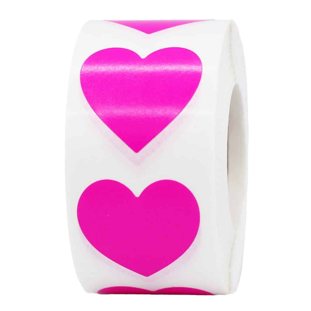 Hot Pink Heart Stickers 1