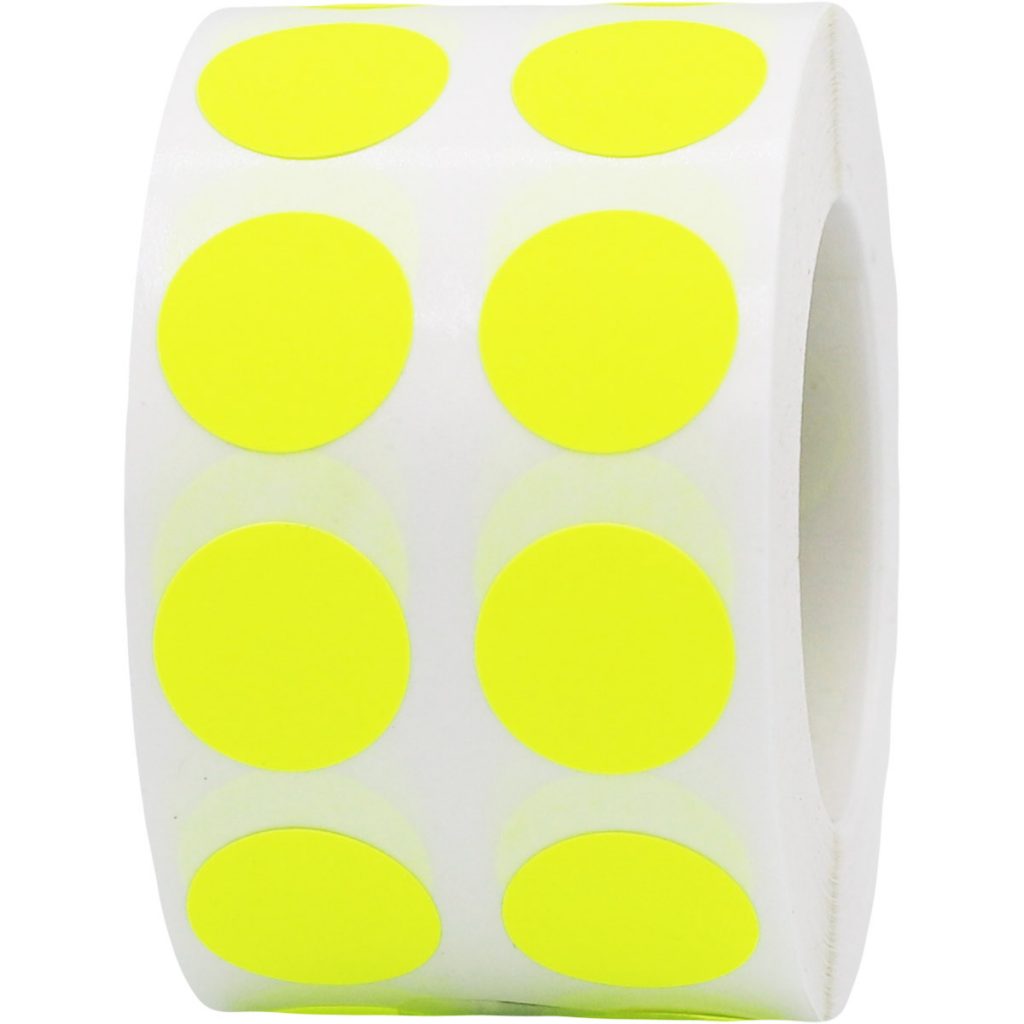 1,000 Small Fluorescent Yellow Dot Stickers 1/2