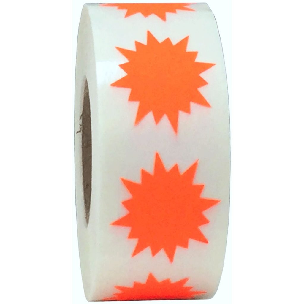 Fluorescent Red Burst Shape Labels 1