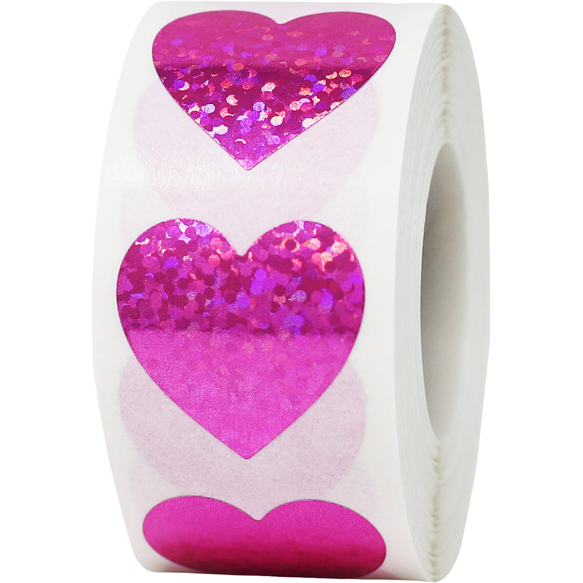 Pink Heart Stickers, 0.5 inch Wide, 1000 Labels on A Roll
