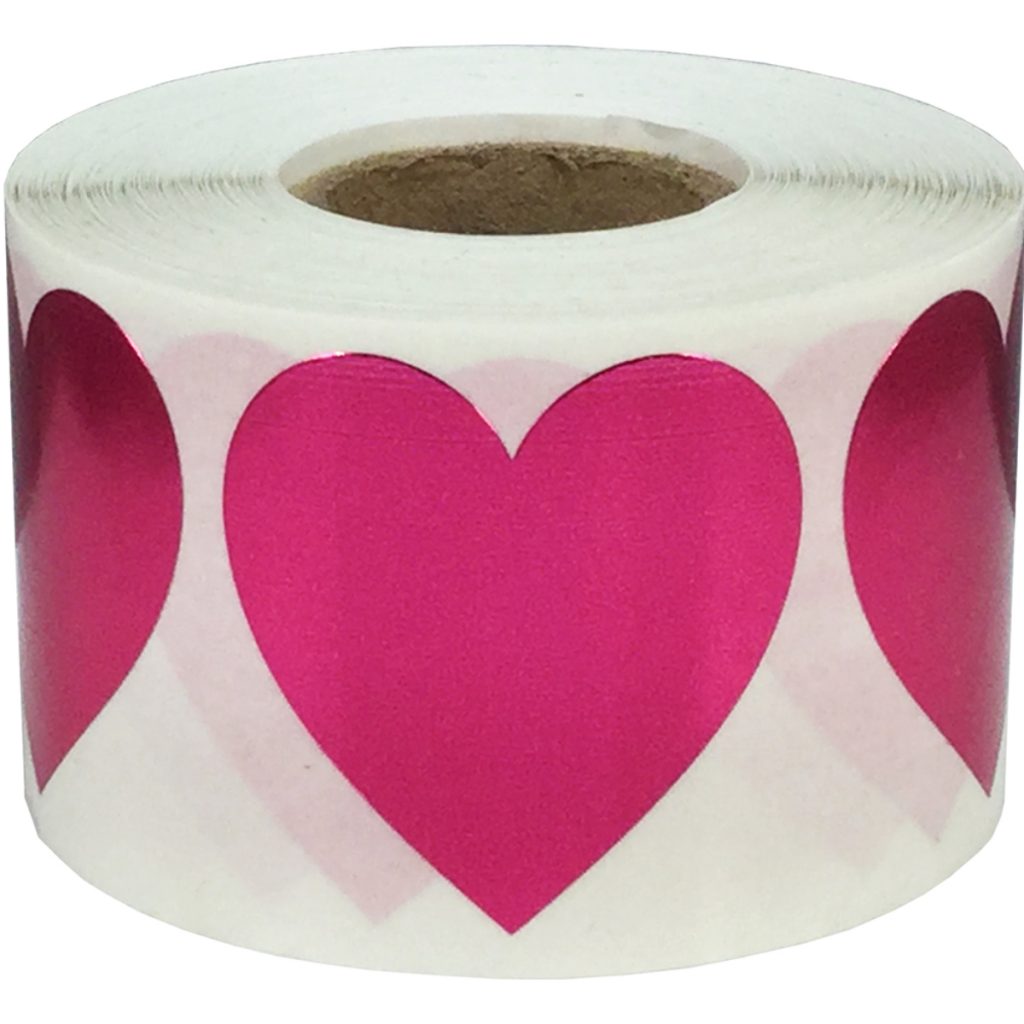 Metallic Rose Heart Stickers | 0.5 Inch Wide | 1,000 Pack