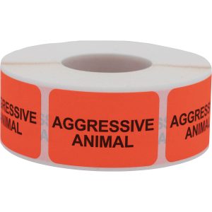 Aggressive Animal Veterinarian Labels | 1" x 1.5"
